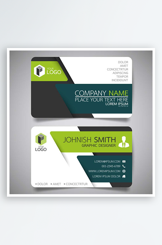 时尚矢量企业个人通用名片模板-众图网