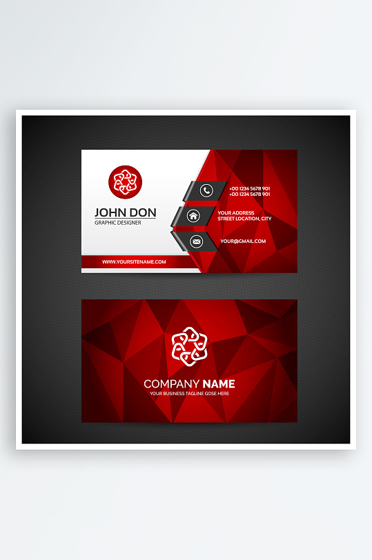 时尚矢量企业个人通用名片模板-众图网