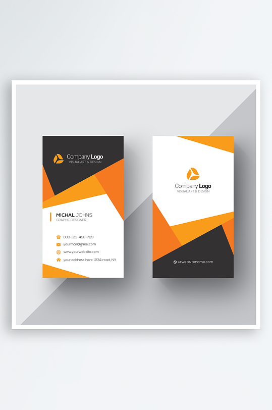 黄色科技感企业个人名片素材-众图网