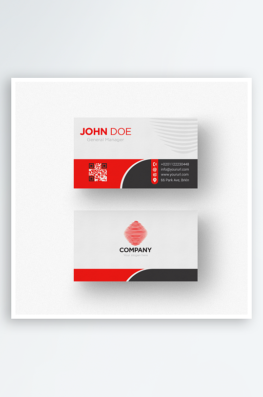 红色科技感企业个人名片素材-众图网