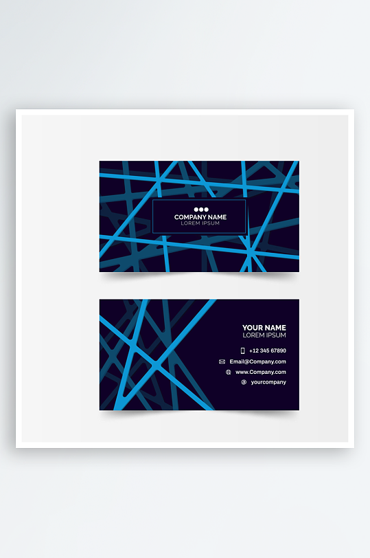 蓝色矢量企业个人通用名片模板-众图网