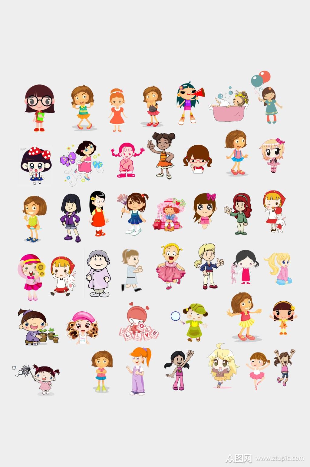 卡通女孩卡通人物模板下载-编号2940166-众图网