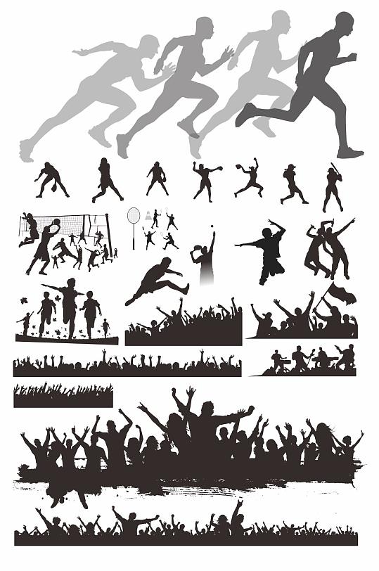 运动人物剪影跑步剪影-众图网