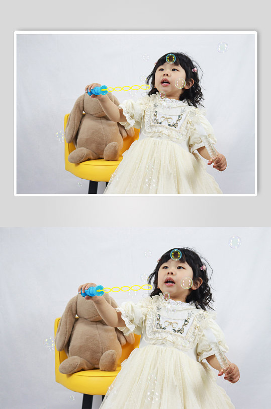 快乐泡泡小女孩儿童节人物摄影图照片元素