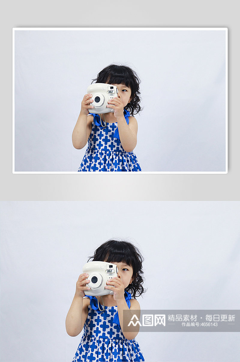 小女孩相机拍照儿童节人物摄影图照片元素素材