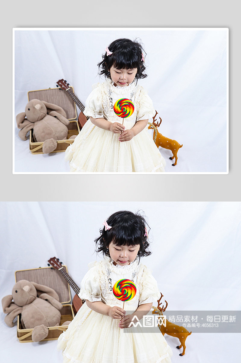公主裙小女孩棒棒糖儿童节人物摄影图照片素材