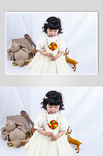 公主裙小女孩棒棒糖儿童节人物摄影图照片
