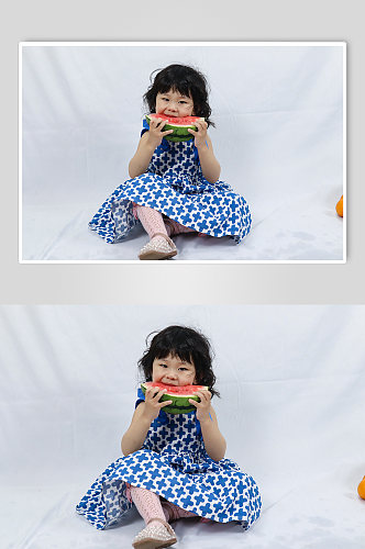 冰镇西瓜小女孩儿童节人物摄影图照片元素