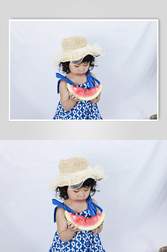夏日西瓜小女孩儿童节人物摄影图照片元素