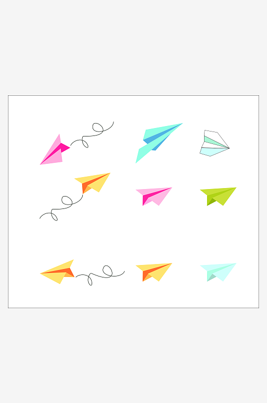 卡通简易纸飞机素材-众图网