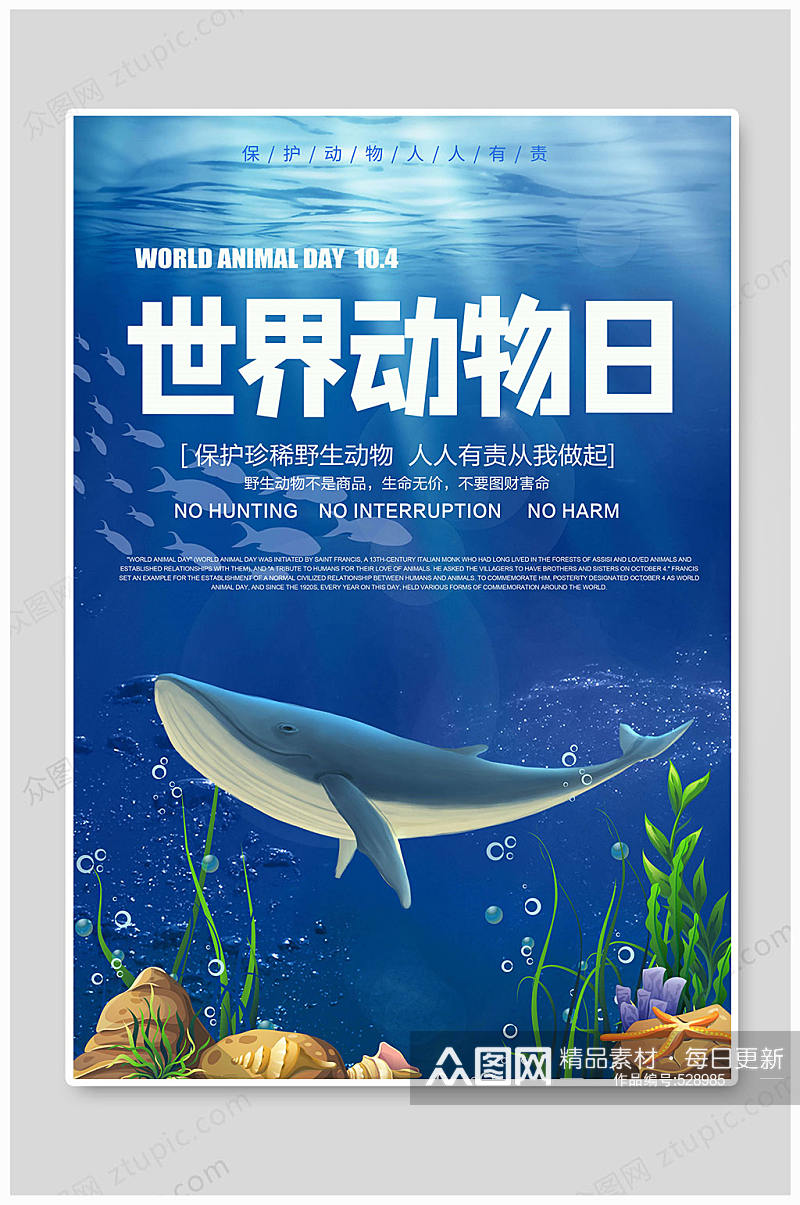 世界动物日保护野生动物海洋动物素材