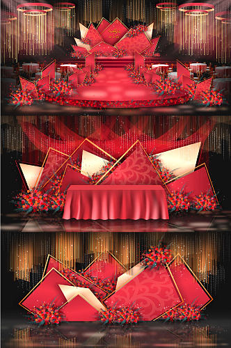红色喜庆唯美婚礼效果图图片