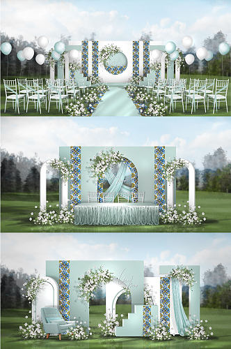 白绿色摩洛哥风格婚礼效果图图片