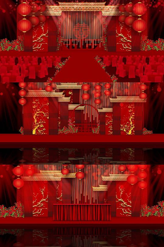 寿宴 中国风红婚礼效果图-众图网