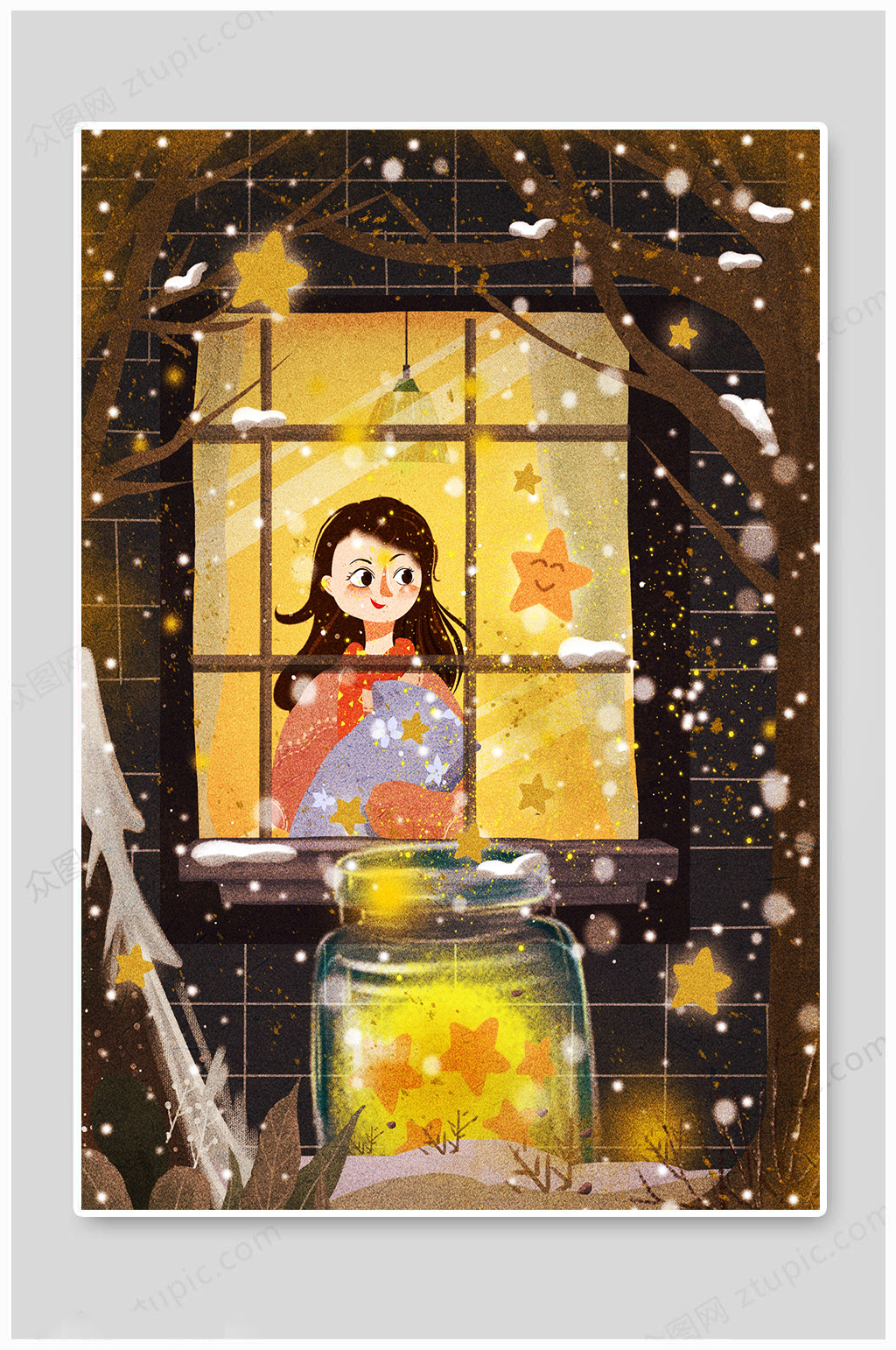 小寒插画节气图片素材