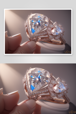 璀璨绝伦的钻石戒指散发出迷人光芒