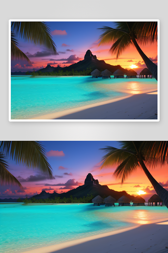 波拉波拉岛的日落美景