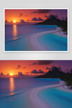 惊艳的波拉波拉岛黄昏景色