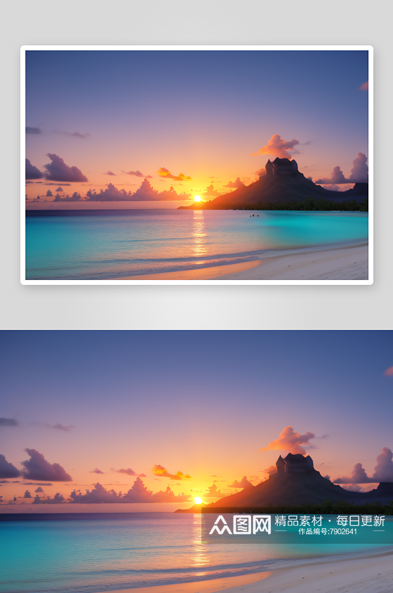 惊艳的波拉波拉岛黄昏景色素材