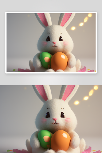 手绘复古兔子与胡萝卜复活节图案