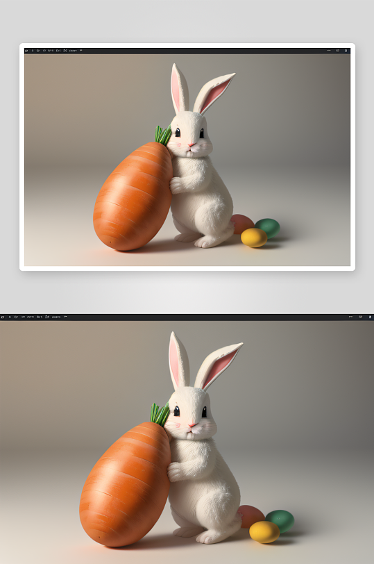 兔子与胡萝卜复古风手绘复活节