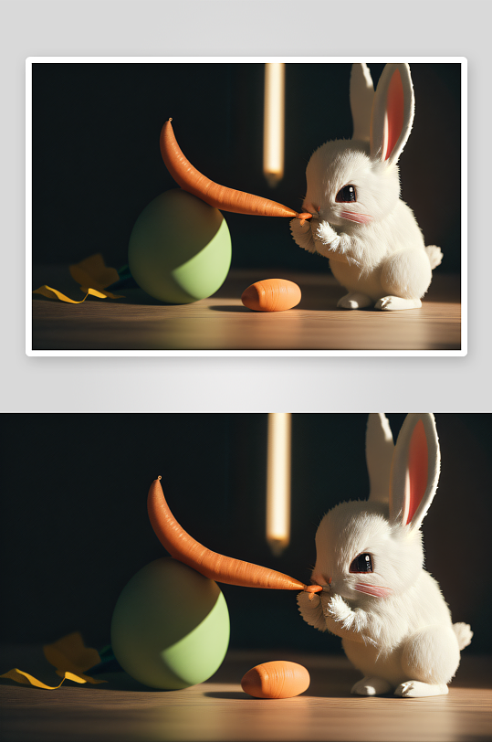 复古风手绘简约复活节兔子与胡萝卜