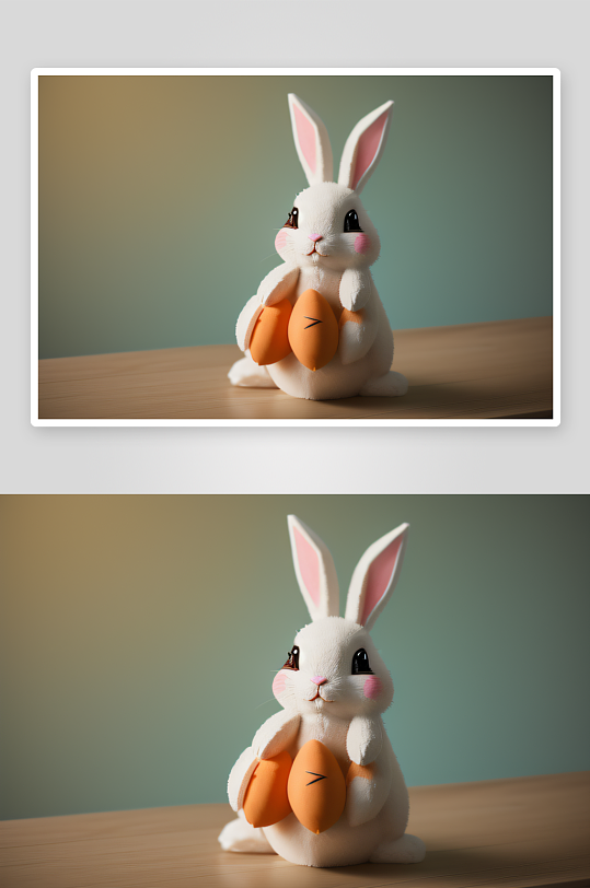 复古风手绘简约复活节兔子与胡萝卜
