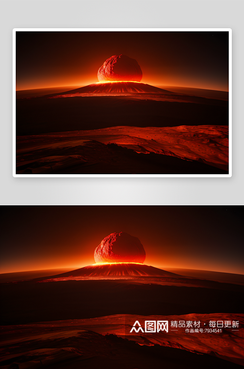 火山爆发的红色星球素材