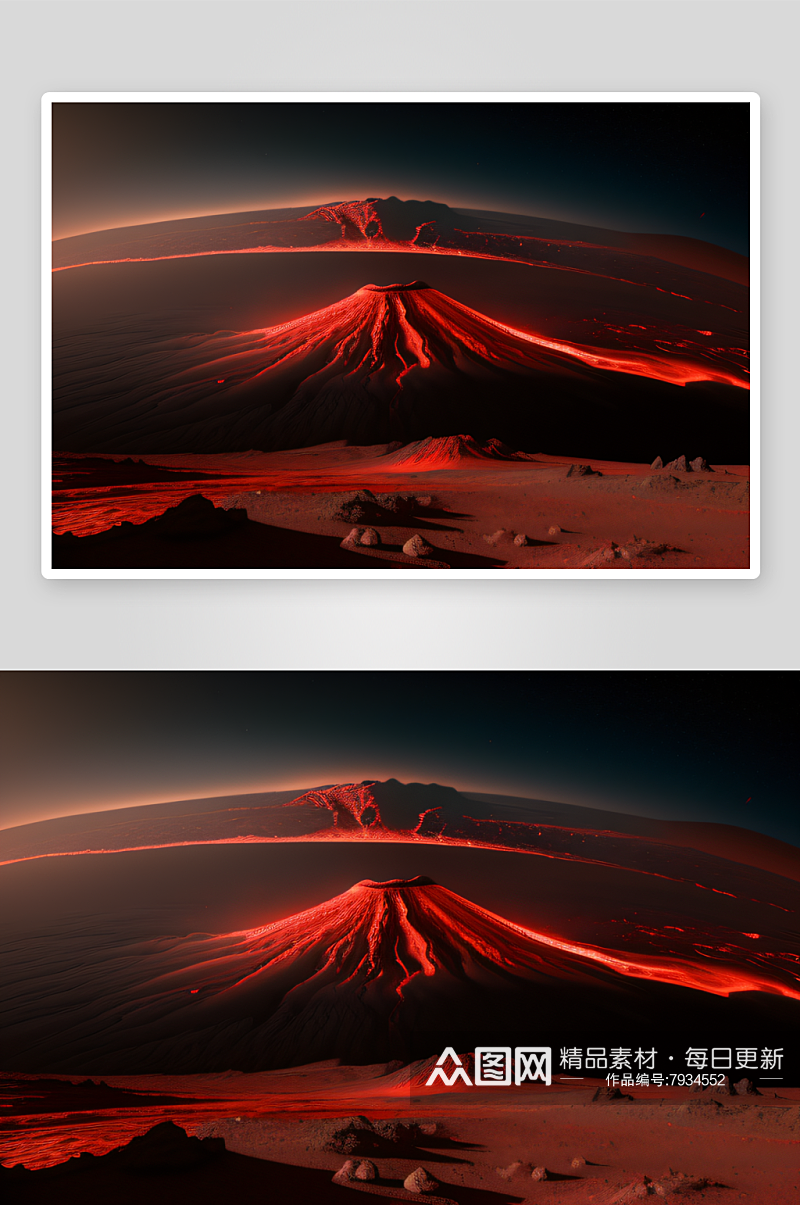 火山爆发的红色星球素材