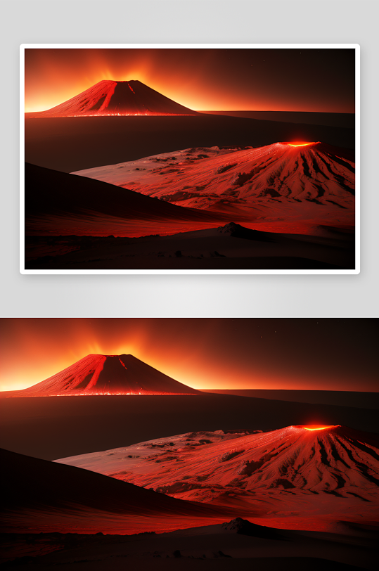 红色行星上的火山景观