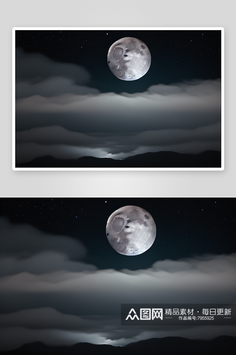 星辉之夜柔和笔触描绘出的月光之美素材