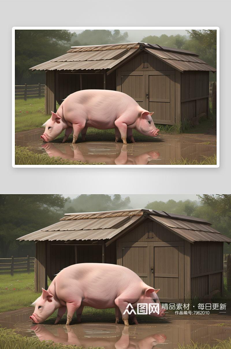 农场乐趣小猪泥浆中的幸福时光素材