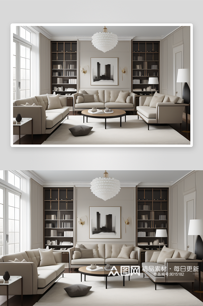 现代客厅时尚家具的完美融合素材