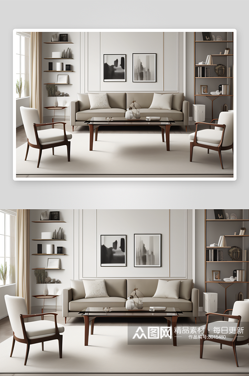 现代客厅时尚家具的完美融合素材