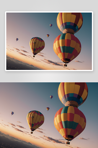 空中天空的彩虹热气球艺术