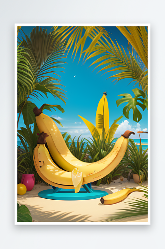 热带的黄色香蕉之乐图案