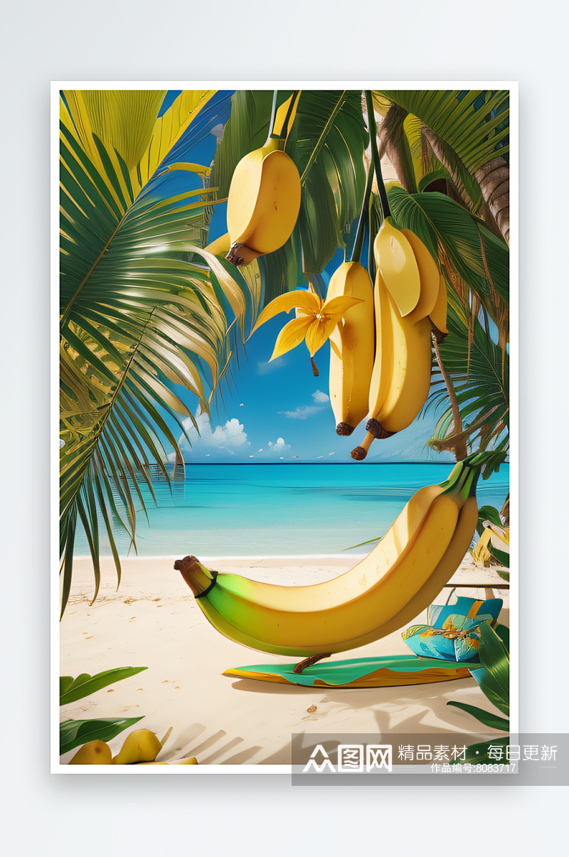 好看热带美味香蕉绘画素材