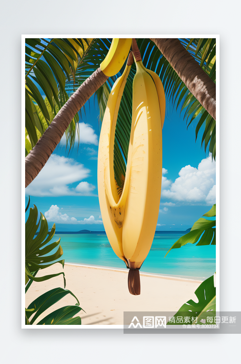 好看热带美味香蕉绘画素材