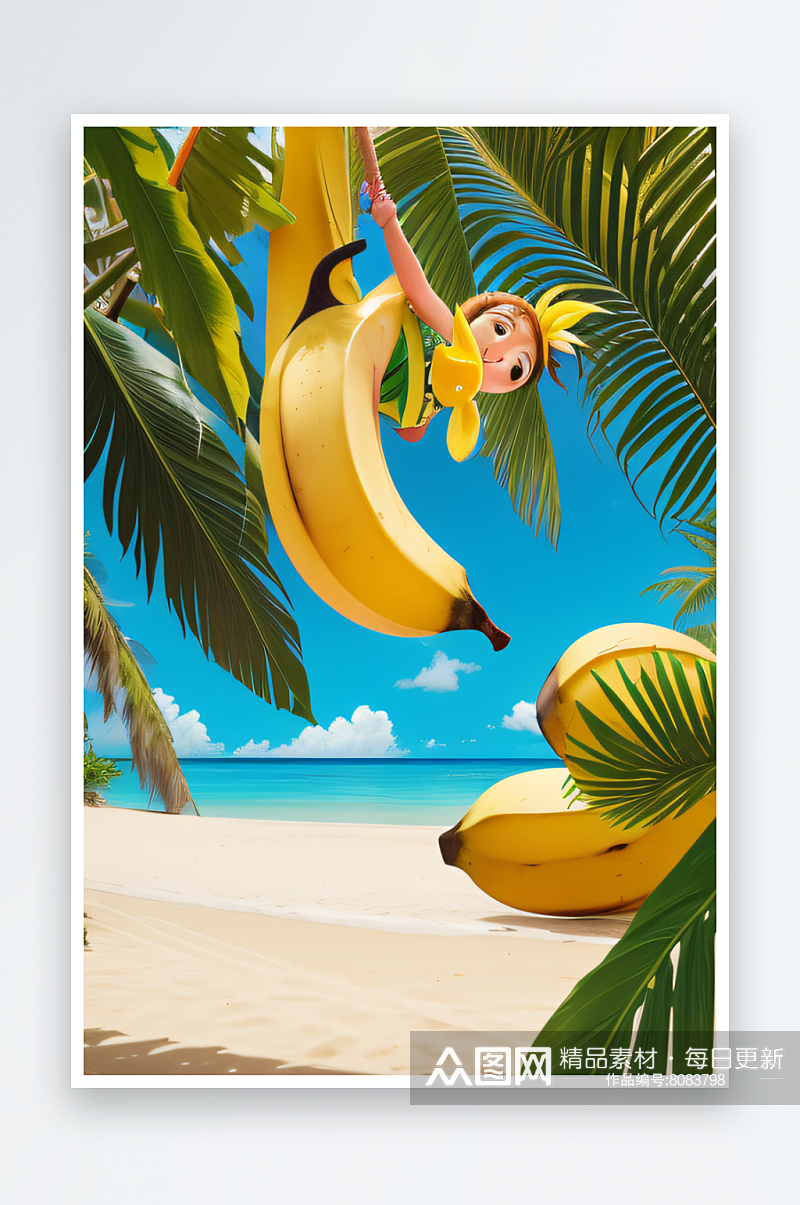 好看热带的黄色香蕉之乐素材