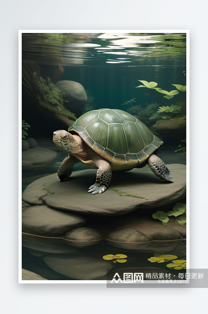 缓慢的长寿海龟艺术素材