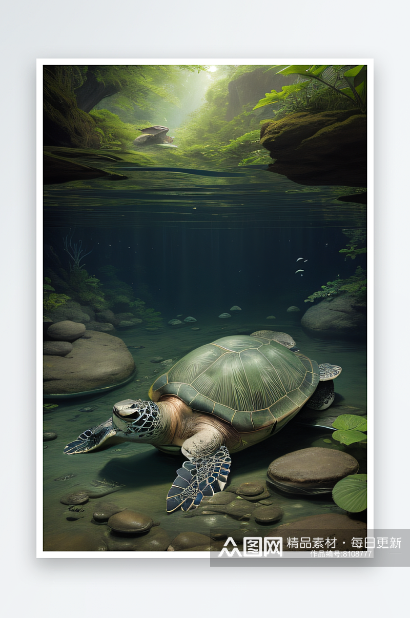 缓慢的长寿海龟艺术素材
