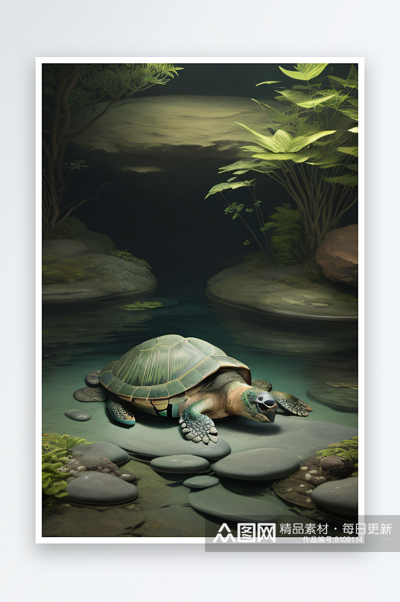 海龟与宁静的象征艺术描绘素材
