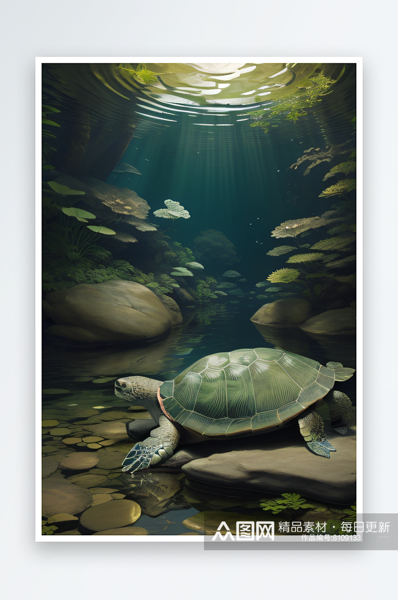 海龟与宁静的象征艺术描绘素材