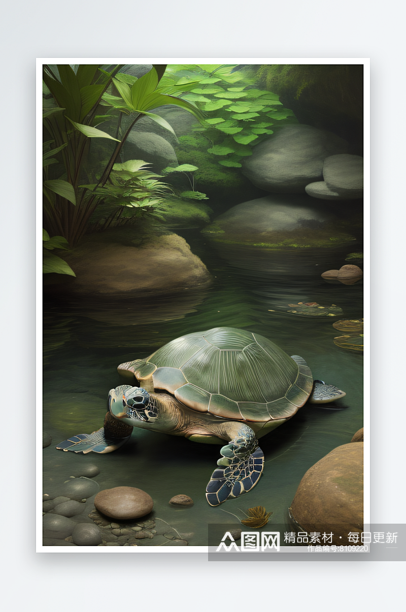 描绘海龟的真实与宁静素材