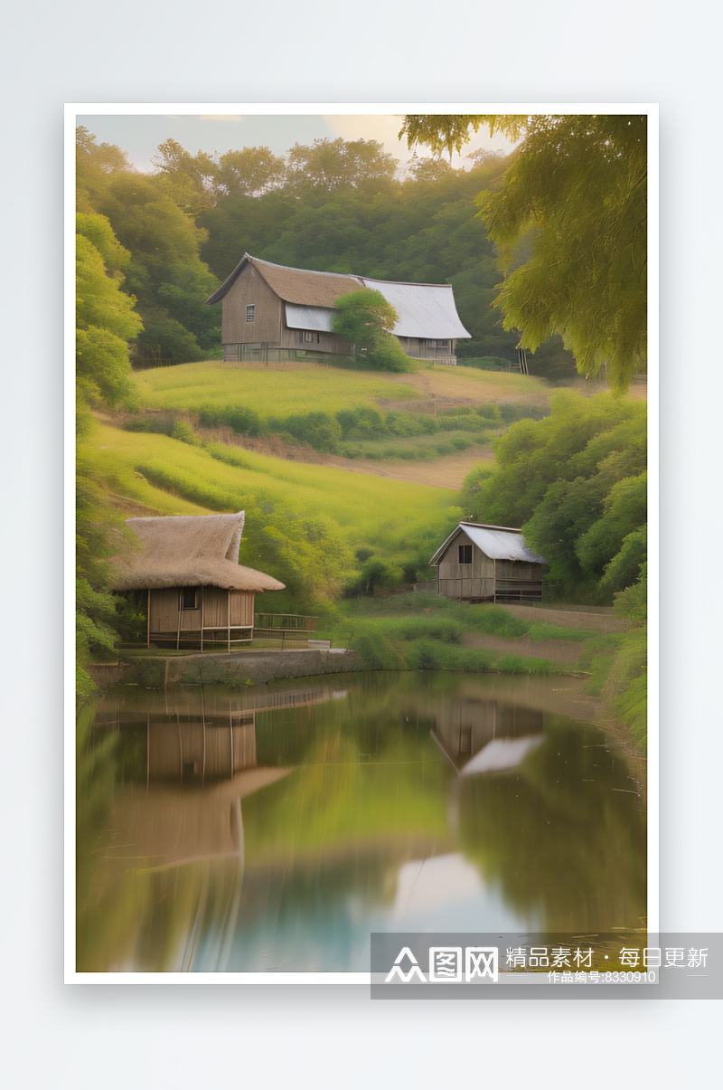 怀旧乡村印象派风景画素材