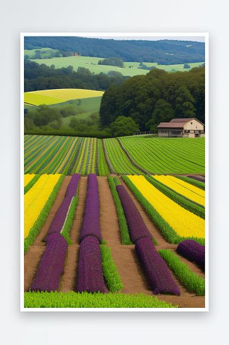 色彩丰富的农田展示农业成果