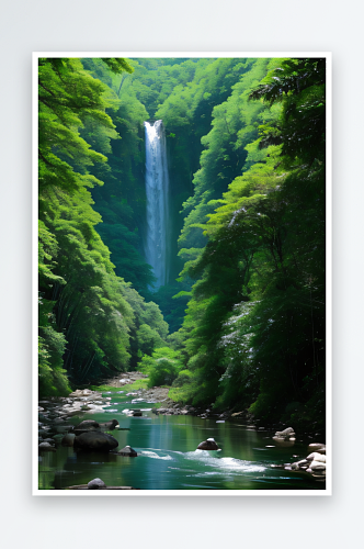 绿意盎然树木繁茂绿意盎然的山水风景