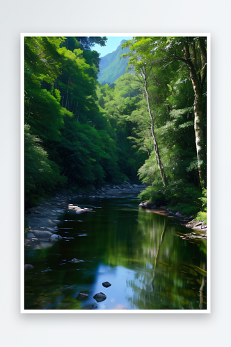 绿意盎然树木繁茂绿意盎然的山水风景