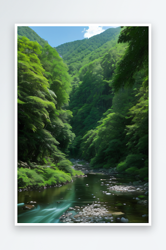 绿意盎然树木繁茂绿意盎然的山水风景