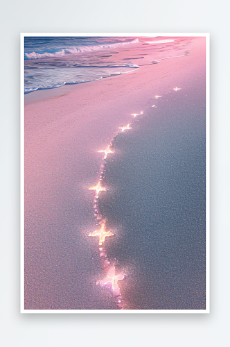 梦幻沙滩粉蓝玫瑰与心形海滩